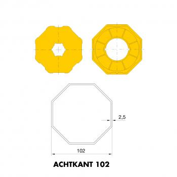 Adapter und Mitnehmer Achteckig 102x2,5 (Achtkant 102)