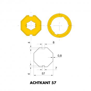 Adapter und Mitnehmer Achteckig 57x0,8 (Achtkant 57)