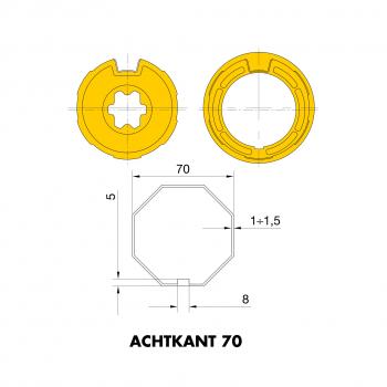Adapter und Mitnehmer Achteckig 70x(1 bis 1,5) (Achtkant 70)
