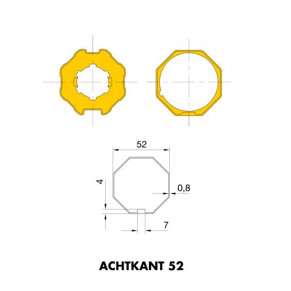 Adapter und Mitnehmer Achteckig 52x0,8 (Achtkant 52) (515.05200)